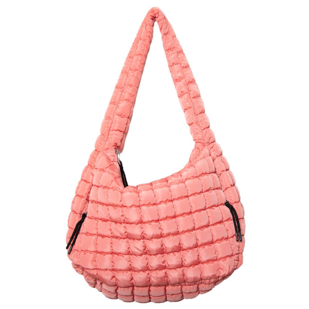Coral X-Large Quilted Hobo Bag