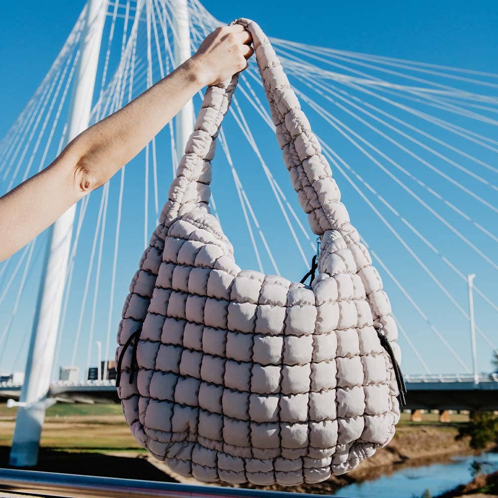 Sand X-Large Quilted Hobo Bag