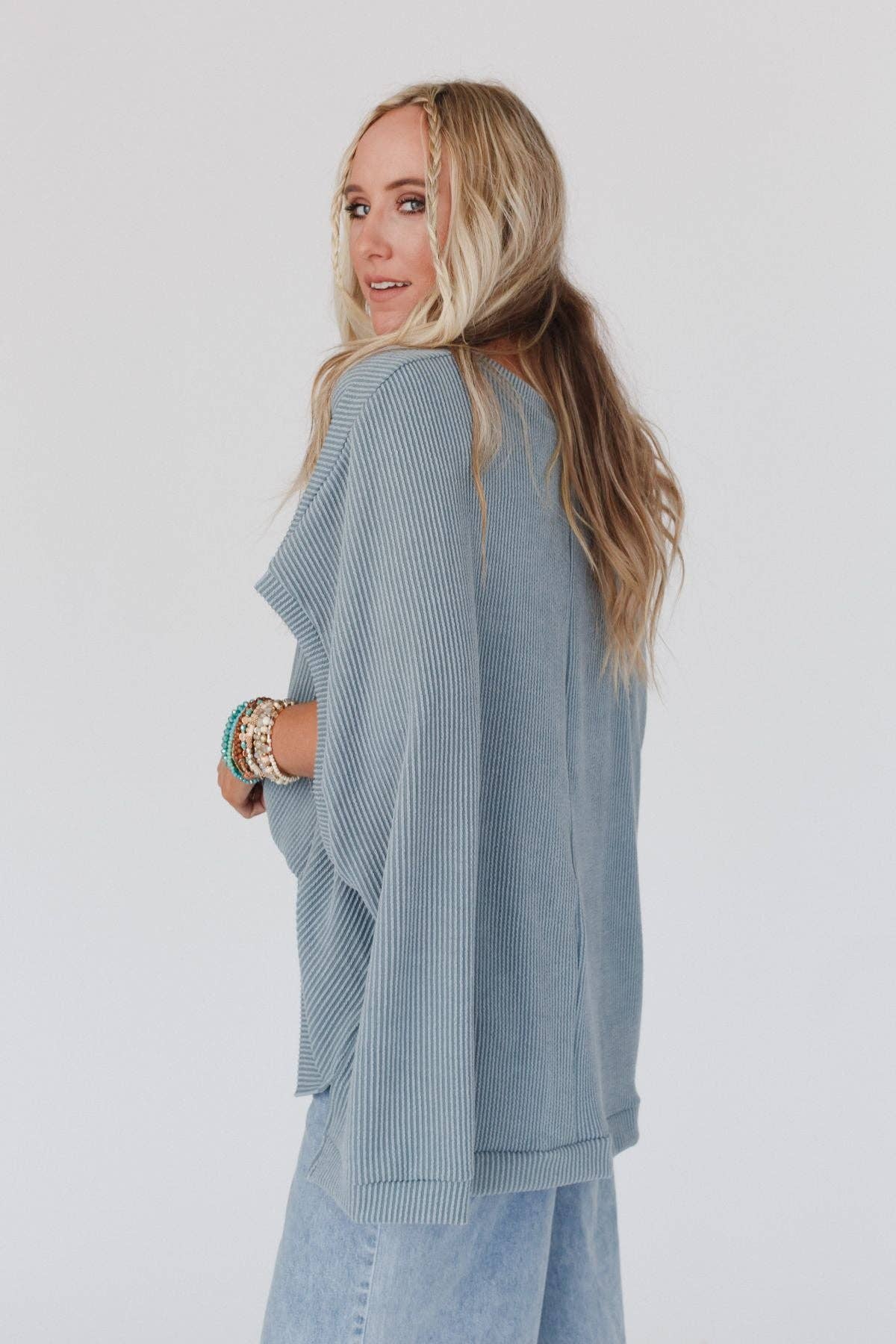 Moon Glow Texture Knit Top - Seafoam