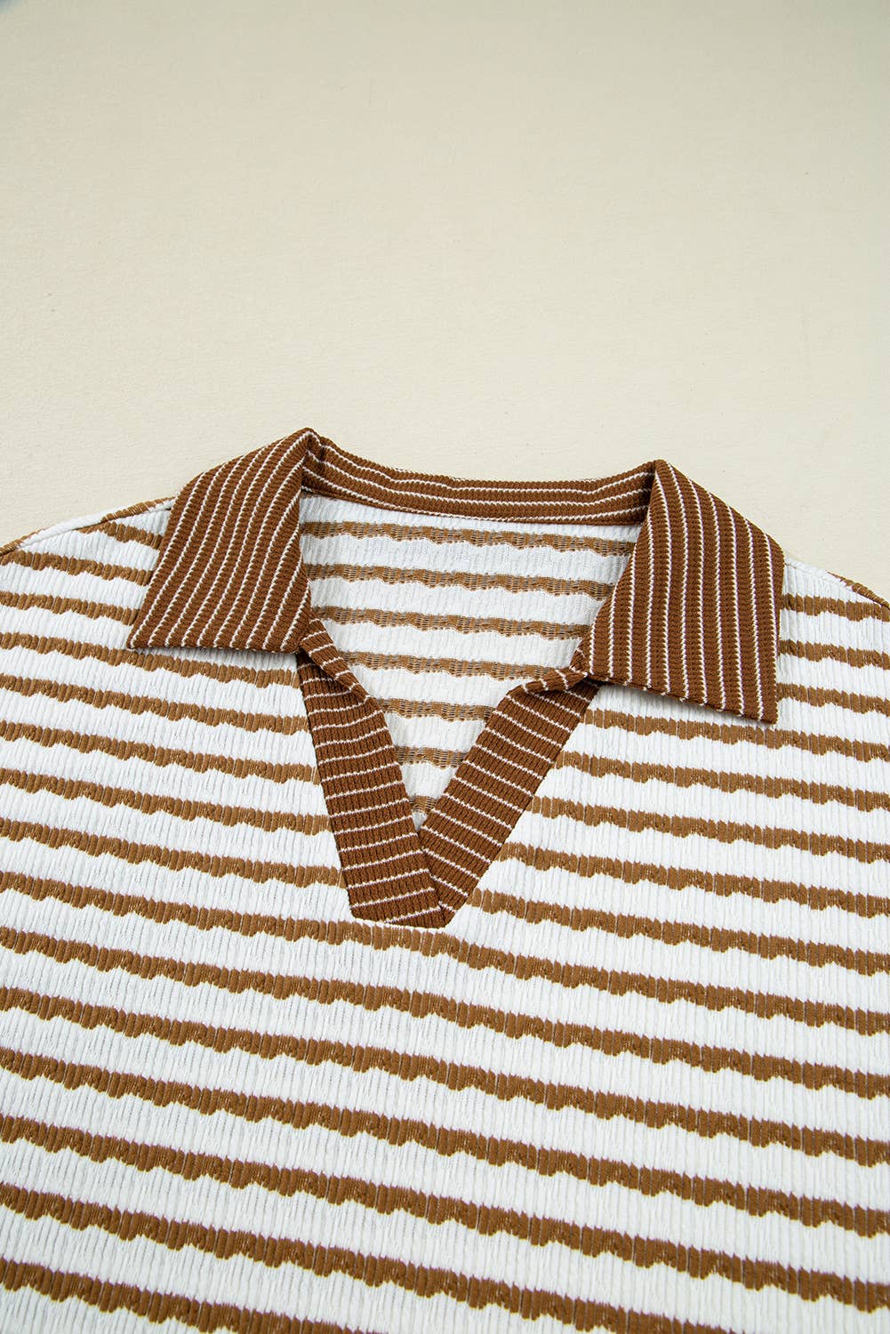 Stripe Collared Pullover Top and Drawstring Pant Set