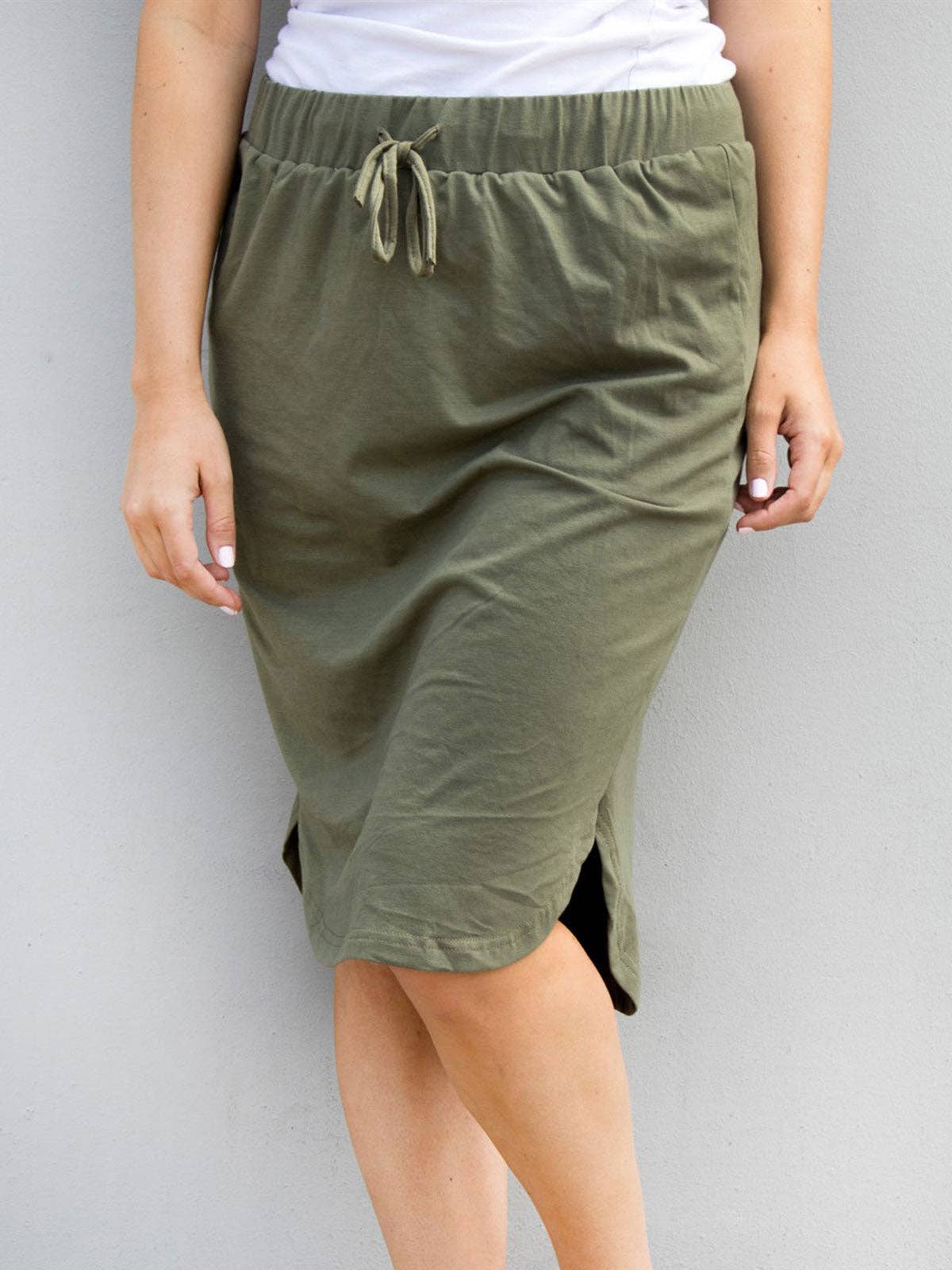 Solid Tie Waist Weekend Skirt | S-3X
