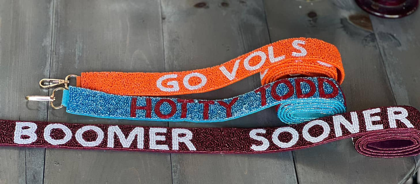 Team Spirit Mascot Handmade Seed Beaded Bag Straps