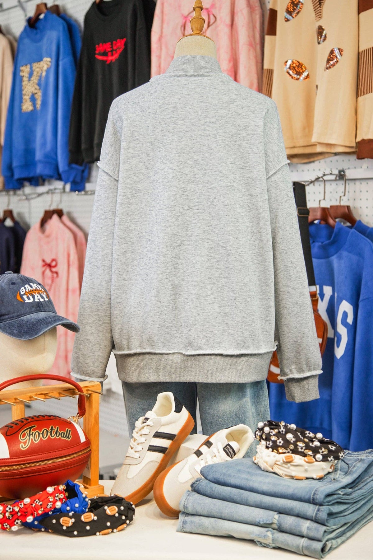Light Grey TN TENNESSEE Double Printed Reversible Mock Neck Sweatshirt