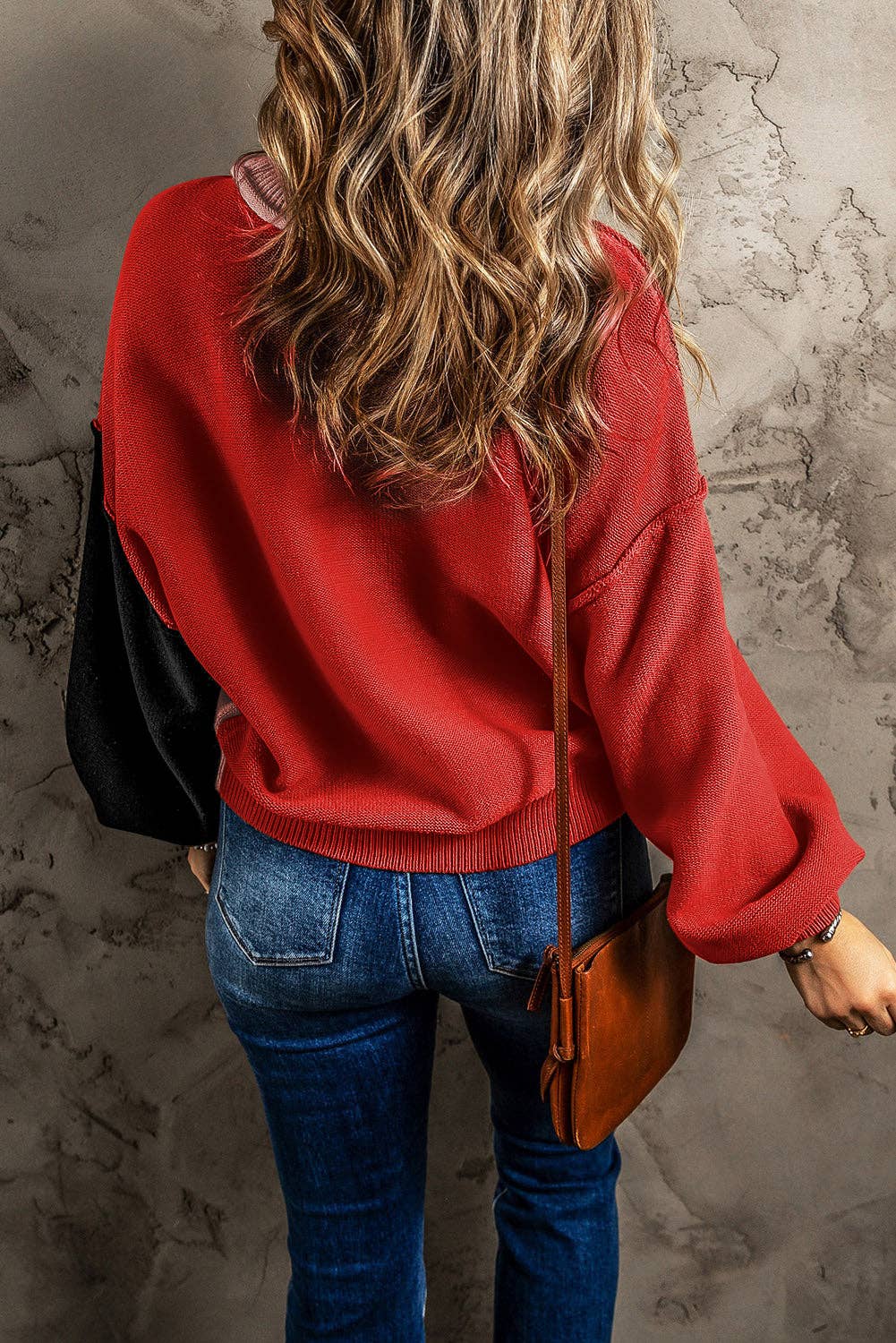 Bishop Sleeve Ribbed Trim Sweater