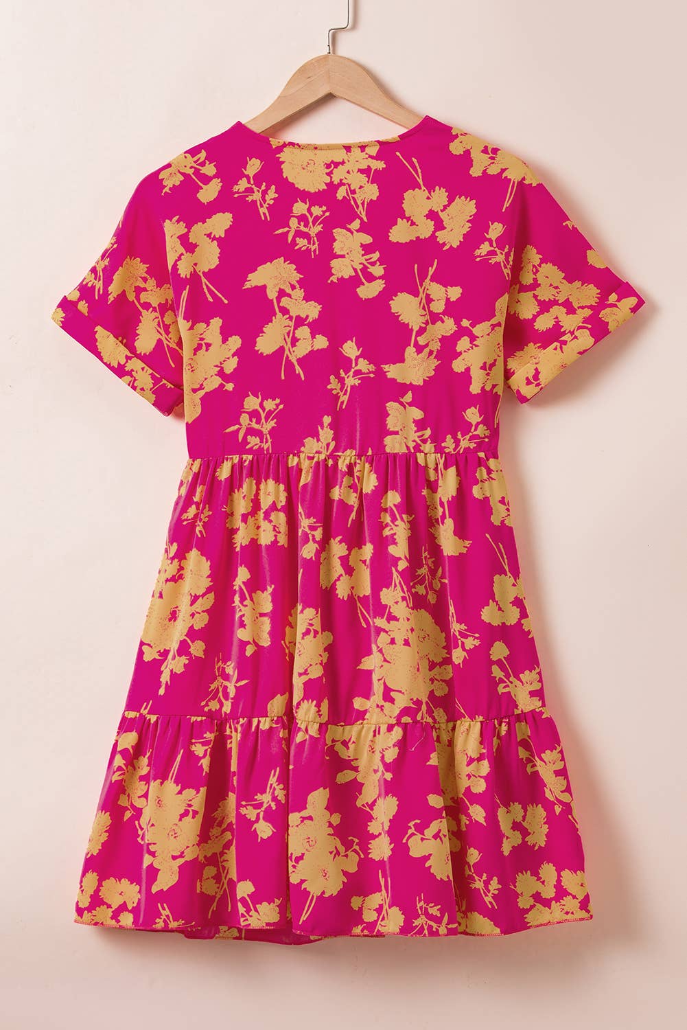 Floral Print Batwing Sleeve Smock Dress