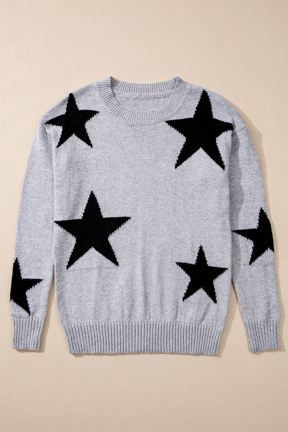 Star Pattern Drop Shoulder Sweater