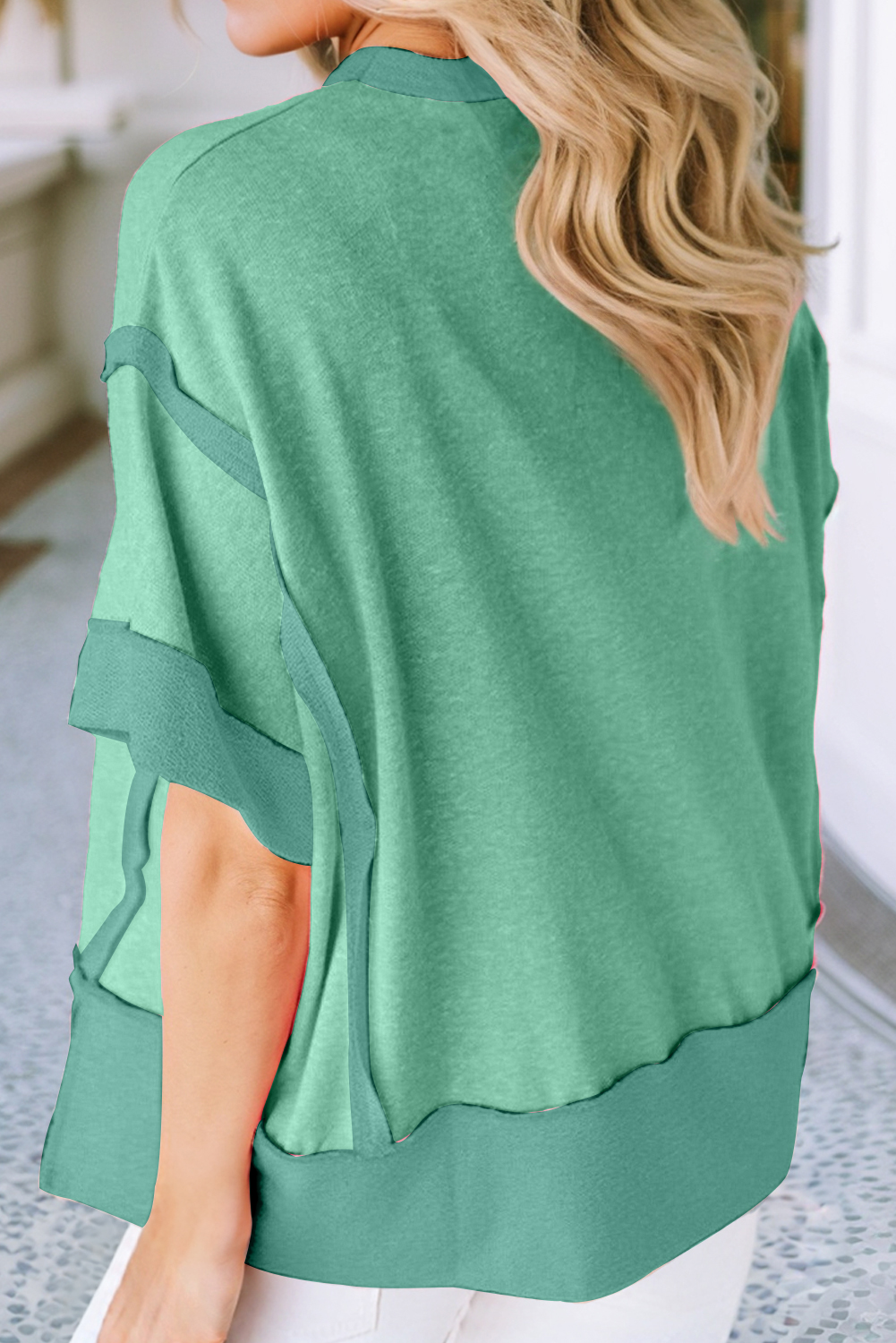 Half Sleeve Raw Seam High Low Side Split Top