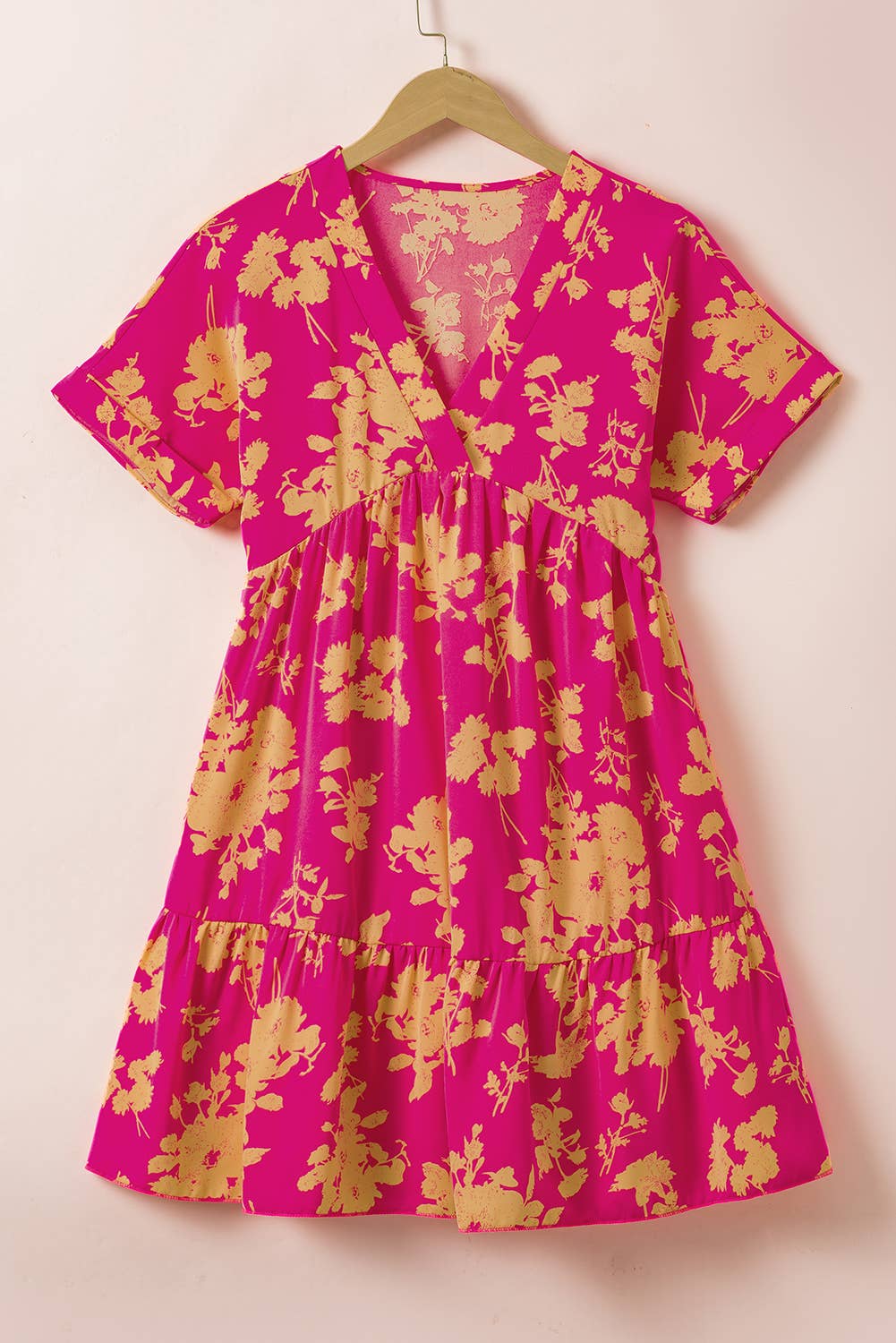 Floral Print Batwing Sleeve Smock Dress