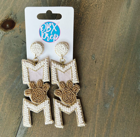 Dog Mom Paw Print Seed Bead Dangle Earrings